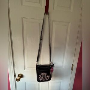 Paris Hilton Black and Pink Crossbody Bag velvet9x8 new with tags!